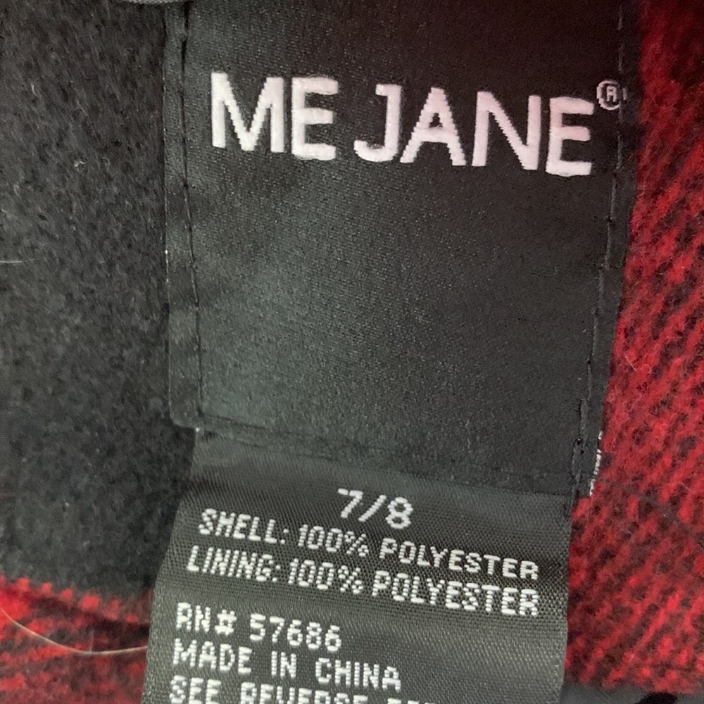 Me Jane Girls Red Black Plaid Double Breasted Coat Size 7/8 - Picture 5 of 5